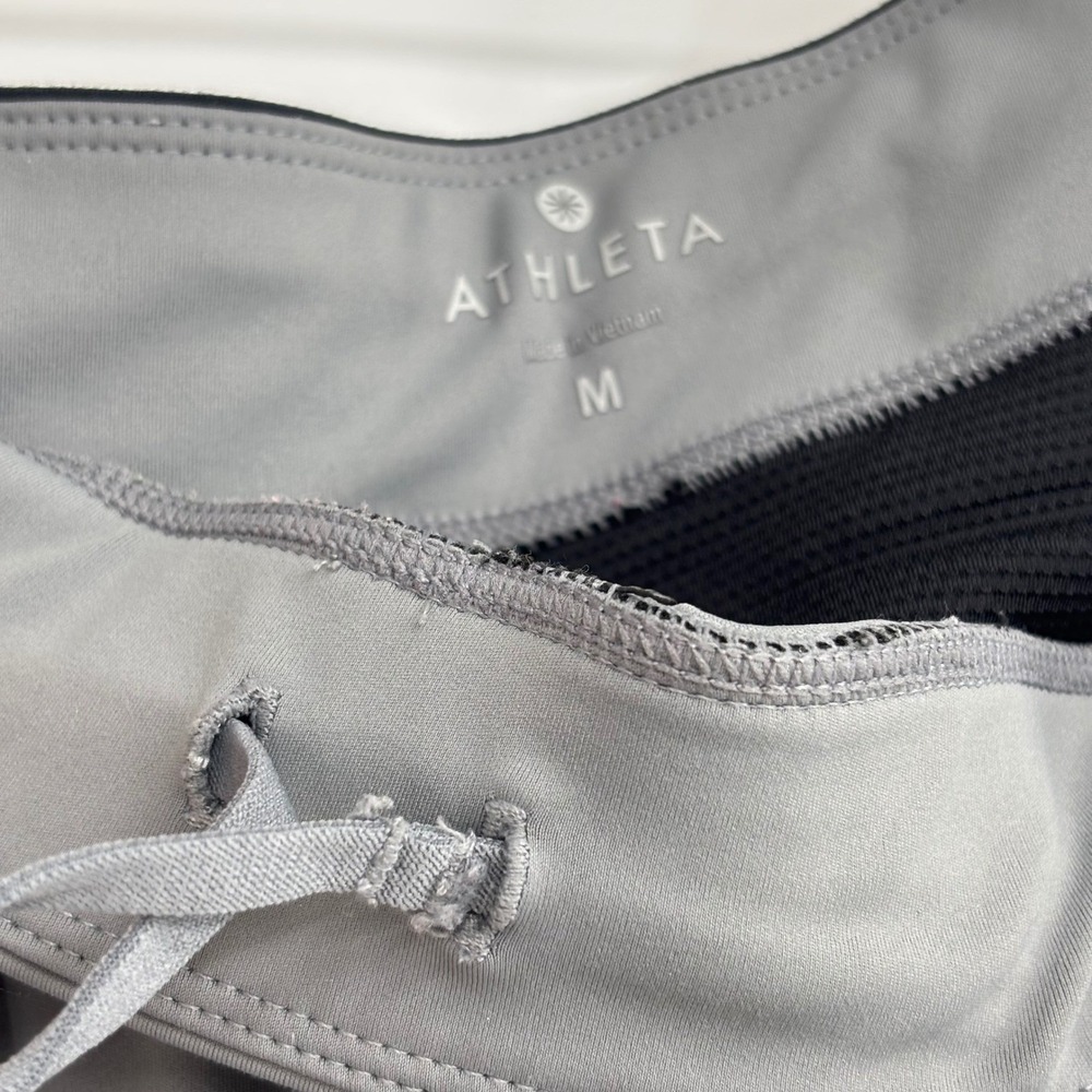 Athleta HOMESTRETCH RUN TIGHT Gray Colorblock Running Leggings Ankle Zip Medium - Picture 7 of 10